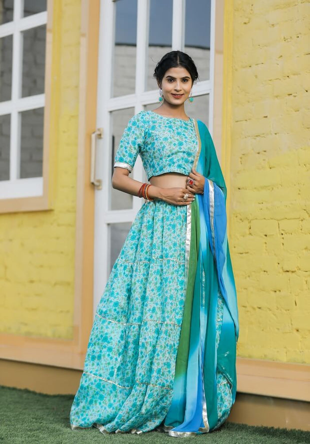 Anika Blue Floral Lehenga Set 116-BLU