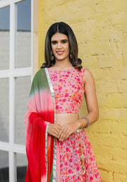 Anika Pink Floral Lehenga Set 116-PNK