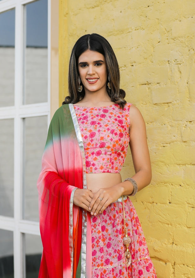 Anika Pink Floral Lehenga Set 116-PNK