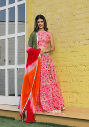 Anika Pink Floral Lehenga Set 116-PNK