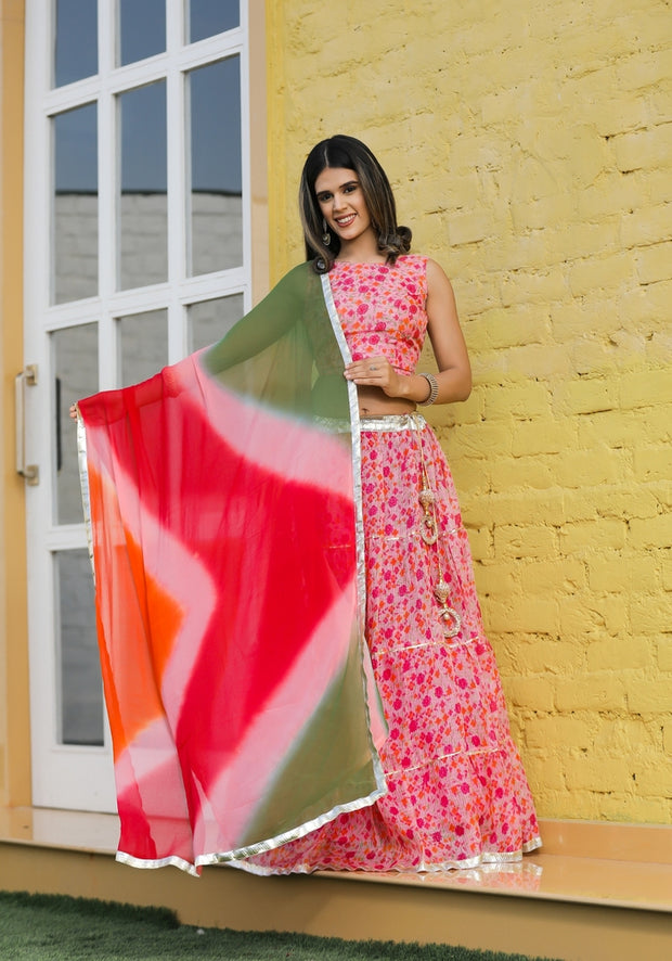 Anika Pink Floral Lehenga Set 116-PNK