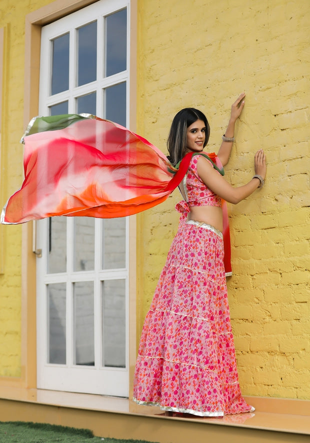 Anika Pink Floral Lehenga Set 116-PNK