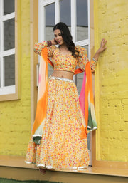 Anika Yellow Floral Lehenga Set 116-YLW