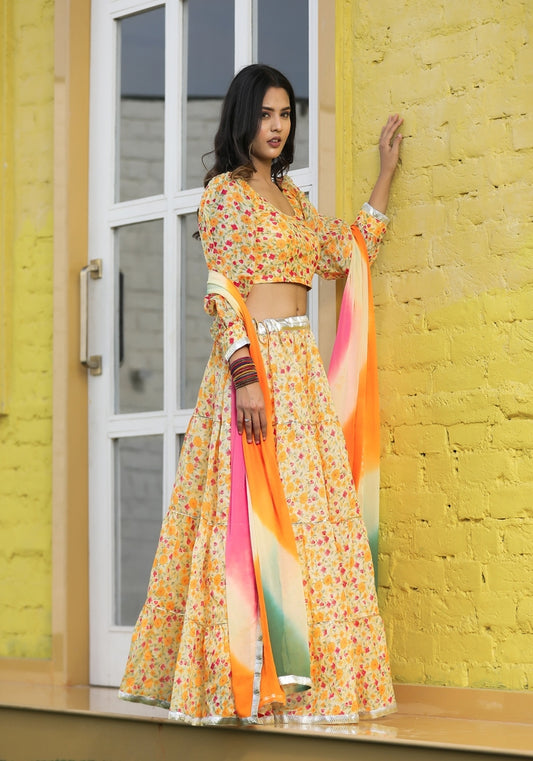Anika Yellow Floral Lehenga Set 116-YLW
