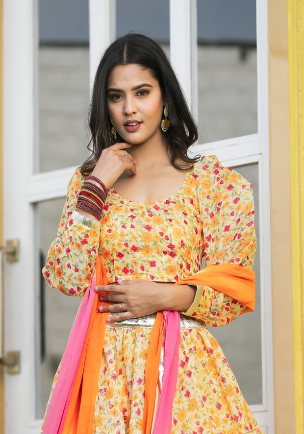 Anika Yellow Floral Lehenga Set 116-YLW