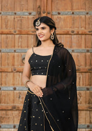 Maya Black Silk Lehenga Set 119-BLK