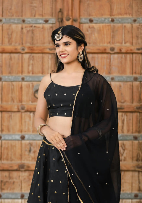Maya Black Silk Lehenga Set 119-BLK