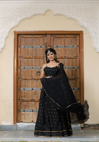 Maya Black Wedding Silk Lehenga Choli for Women
