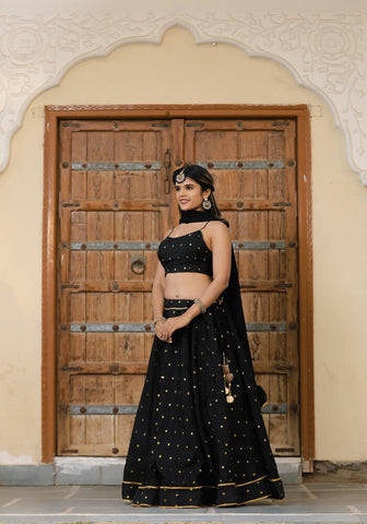 Maya Black Wedding Silk Lehenga Choli for Women