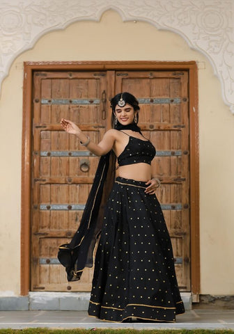 Maya Black Wedding Silk Lehenga Choli for Women