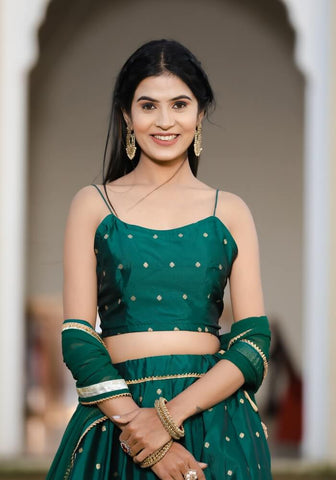 Maya Emerald Green Silk  Embroidery  Lehenga Choli Set with Dupatta