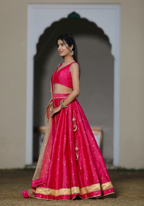 Maya Pink Silk Lehenga Set 119-PNK