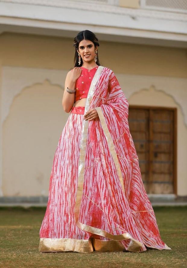 Vedika Peach Tie n Dye Lehenga Set 120-PCH