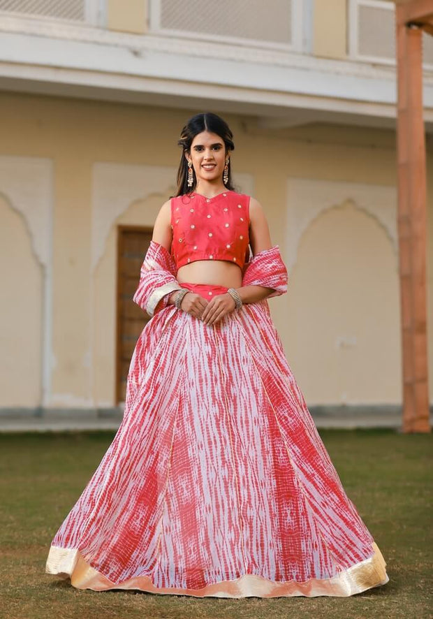 Vedika Peach Tie n Dye Lehenga Set 120-PCH