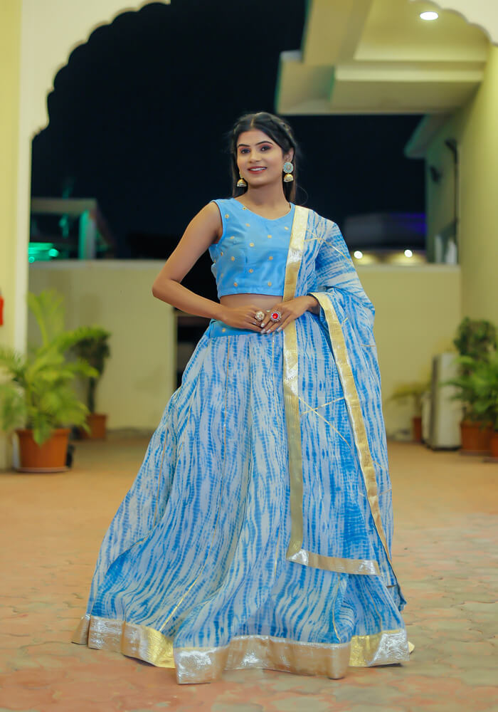 Vedika Blue Tie n Dye Lehenga Set 120-SKB