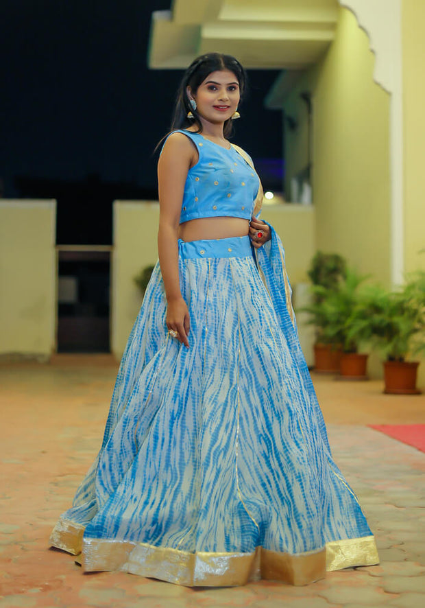Vedika Blue Tie n Dye Lehenga Set 120-SKB