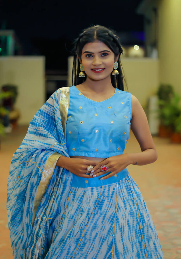 Vedika Blue Tie n Dye Lehenga Set 120-SKB