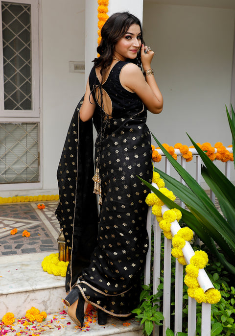 Indi Inside Black Foil Printed Saree 102-BLK