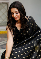 Indi Inside Black Foil Printed Saree 102-BLK