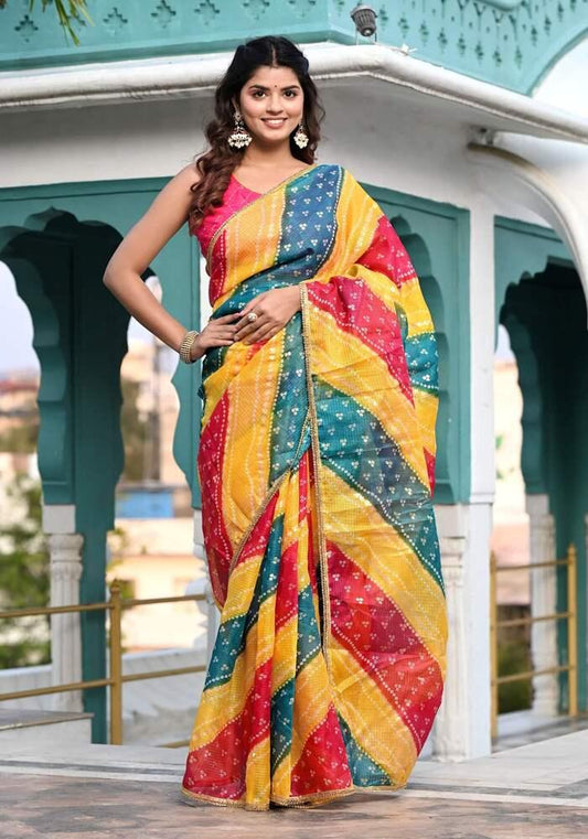 Multicolored Foil Printed Saree 104-MUL
