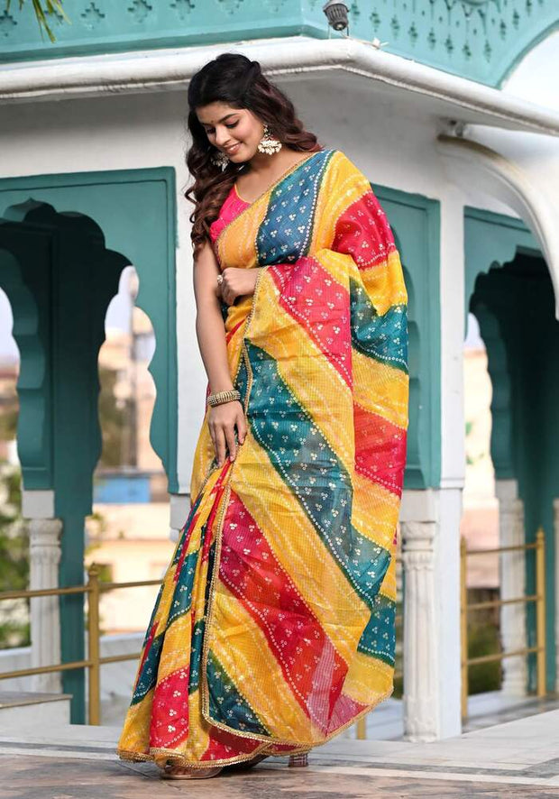 Multicolored Foil Printed Saree 104-MUL