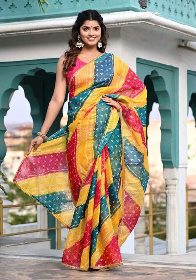 Multicolored Foil Printed Saree 104-MUL