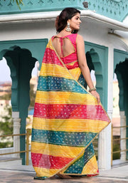 Multicolored Foil Printed Saree 104-MUL