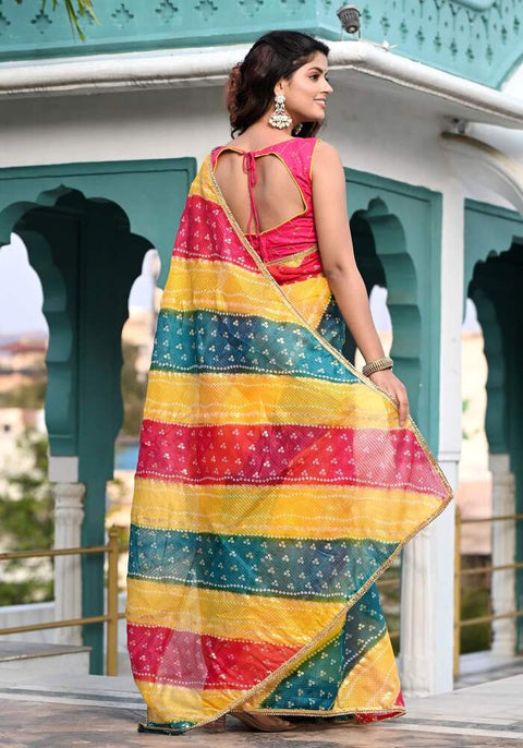 Multicolored Foil Printed Saree 104-MUL