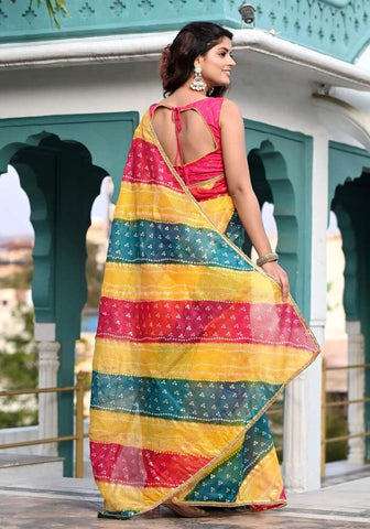 Multicolored Foil Printed Saree 104-MUL