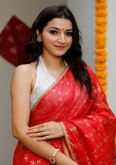 Indi Inside Red Foil Printed Kota Doriya Saree 105-RED