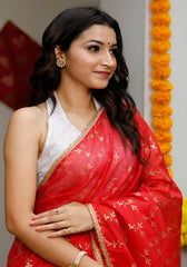 Indi Inside Red Foil Printed Kota Doriya Saree 105-RED