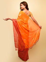 Soft cotton zari border printed saree  128-ORG