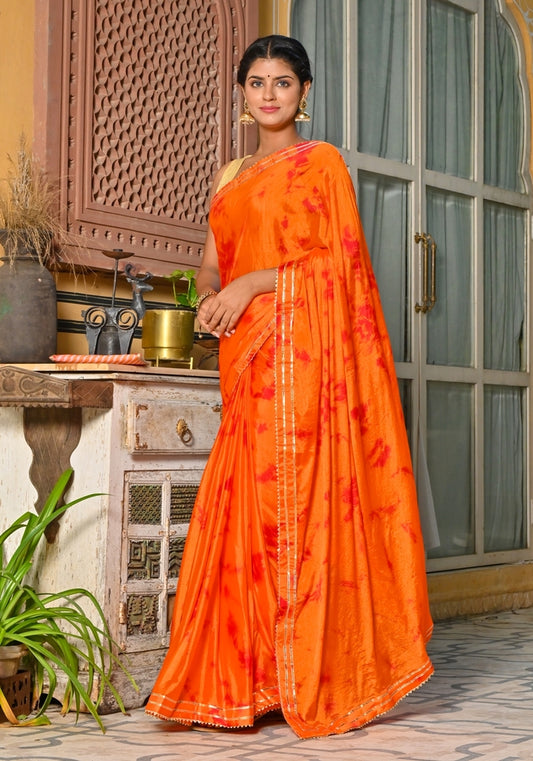 Orange  Tie-n-Dye Saree 130-ORG