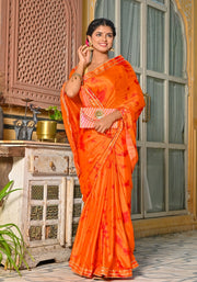 Orange  Tie-n-Dye Saree 130-ORG