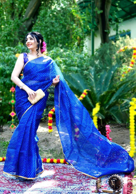 Blue Leheriya Printed Saree 109-BLU
