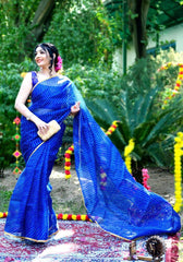 Blue Leheriya Printed Saree 109-BLU