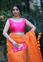 Orange Leheriya Printed Saree 109-ORG
