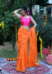 Orange Leheriya Printed Saree 109-ORG