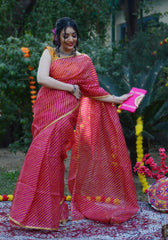 Pink Leheriya Printed Saree 109-PNK