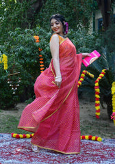 Pink Leheriya Printed Saree 109-PNK