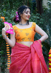 Pink Leheriya Printed Saree 109-PNK