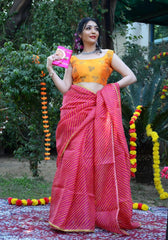 Pink Leheriya Printed Saree 109-PNK