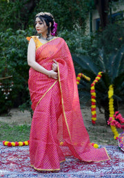 Pink Leheriya Printed Saree 109-PNK