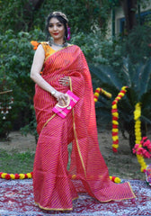 Pink Leheriya Printed Saree 109-PNK