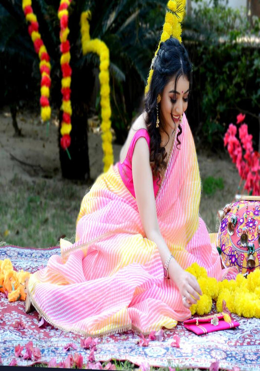 Multicolored kota Leheriya Printed Saree 111-PNK